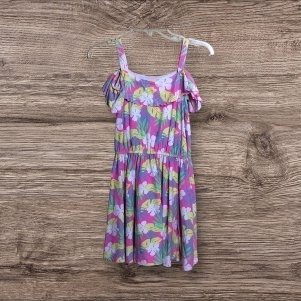 Extremely Me pink cold shoulder tropical dress. XL. 14/16. Stretch